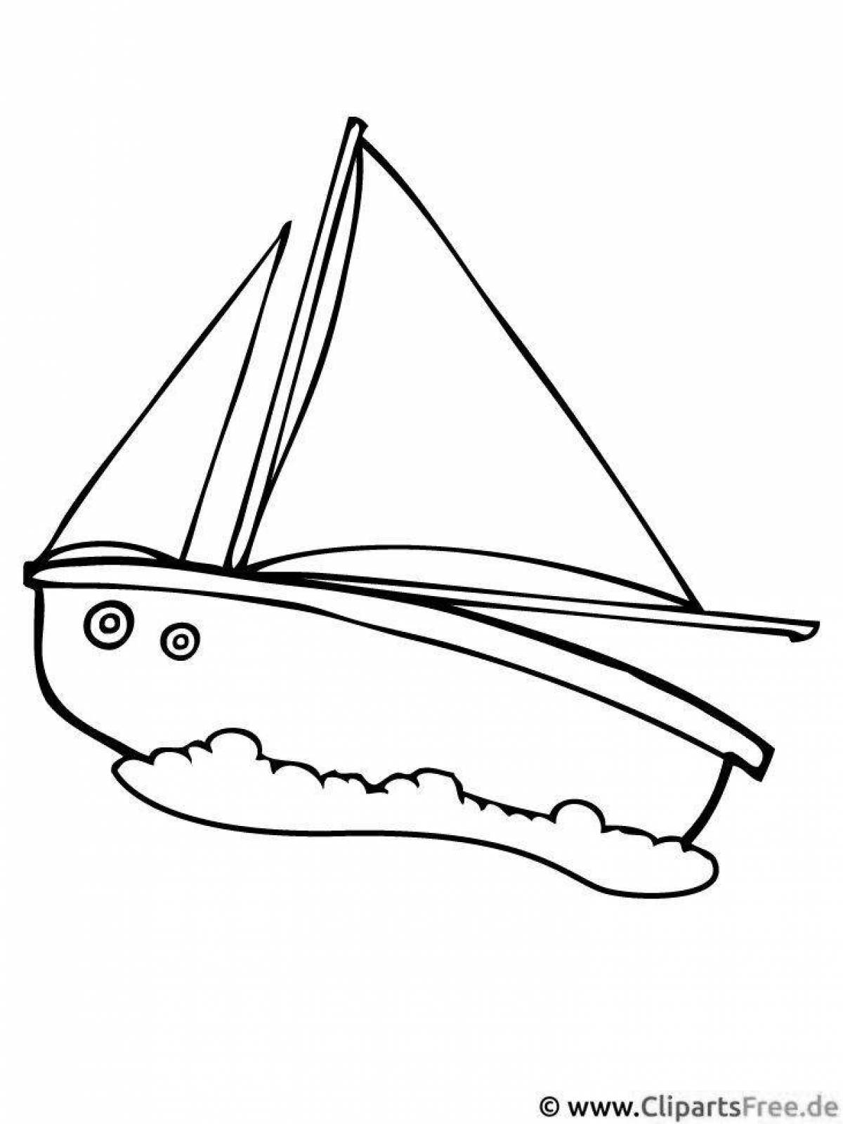 Vivid coloring of the yacht for children