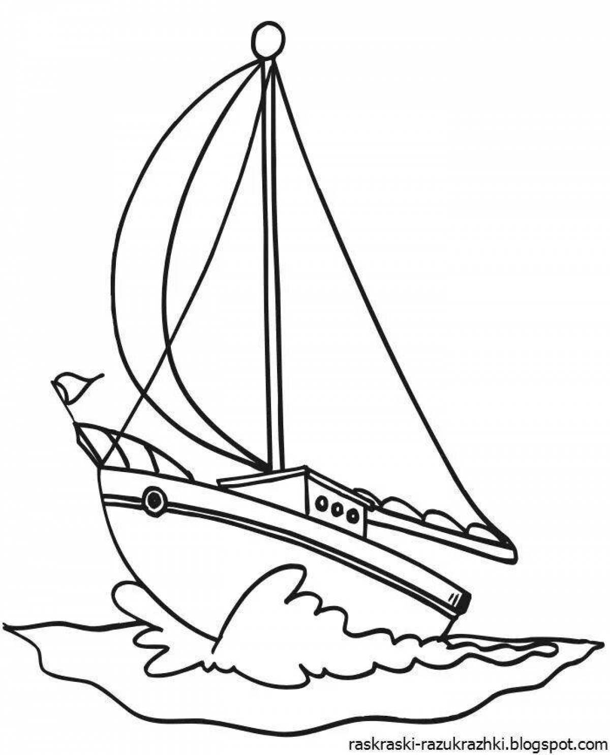 Tempting Junior Yacht Coloring Page