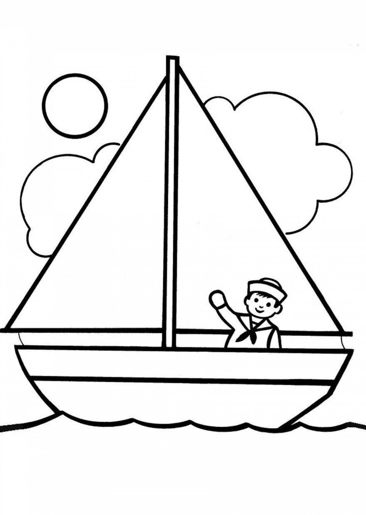 Large yacht coloring page for students