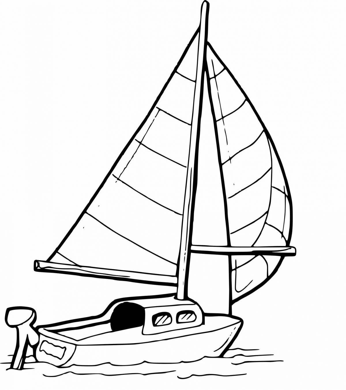 Stimulating yacht coloring book for kids