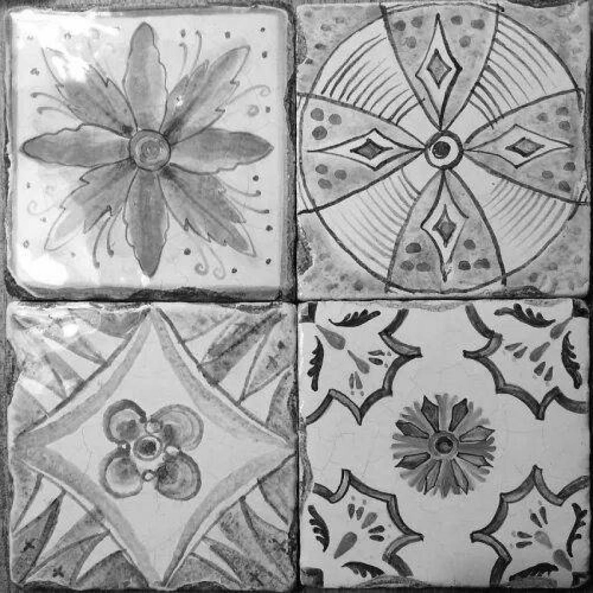 Detailed ceramic tile coloring page