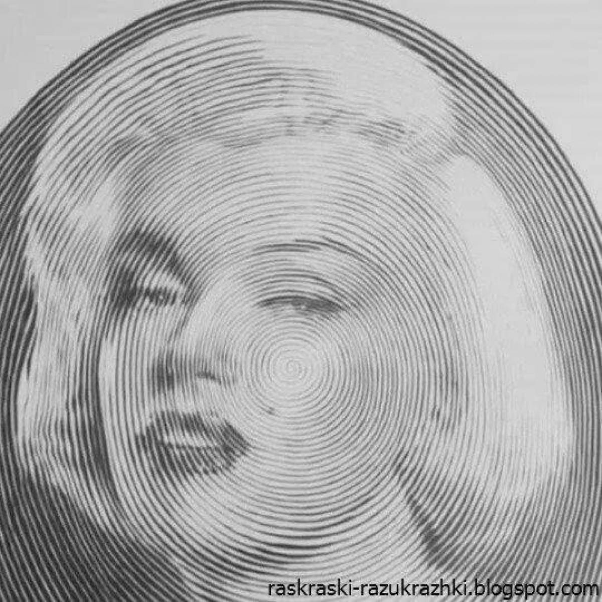 Bright circular portrait from a photograph