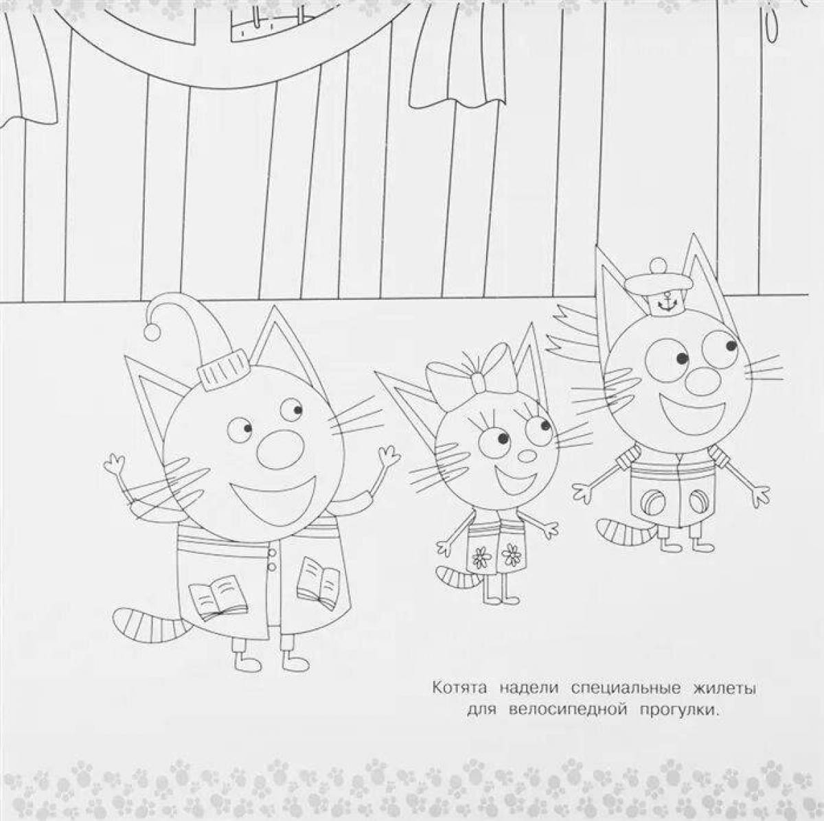Bright three cats by numbers coloring book