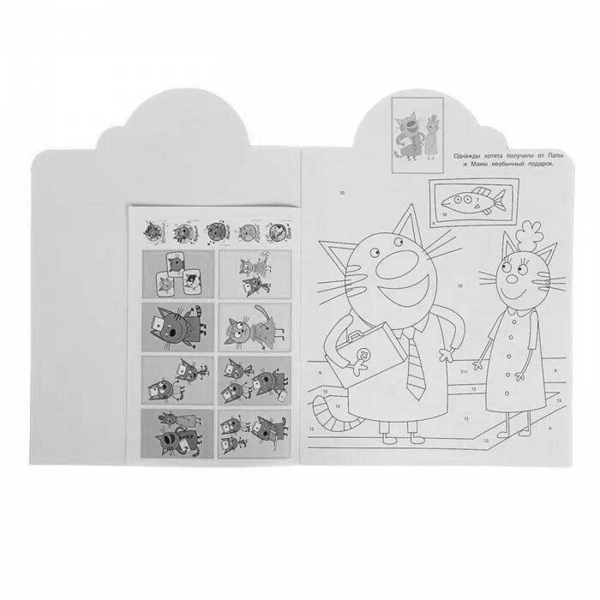 Cute three cats by numbers coloring book