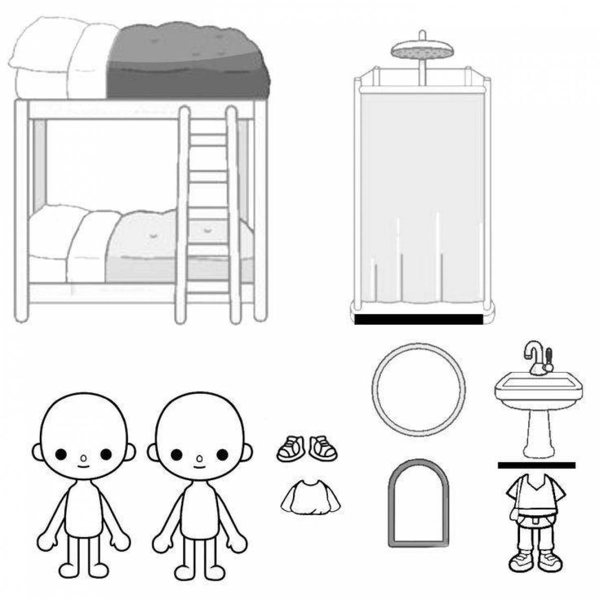 Photo Colorful toko boko stuff coloring page