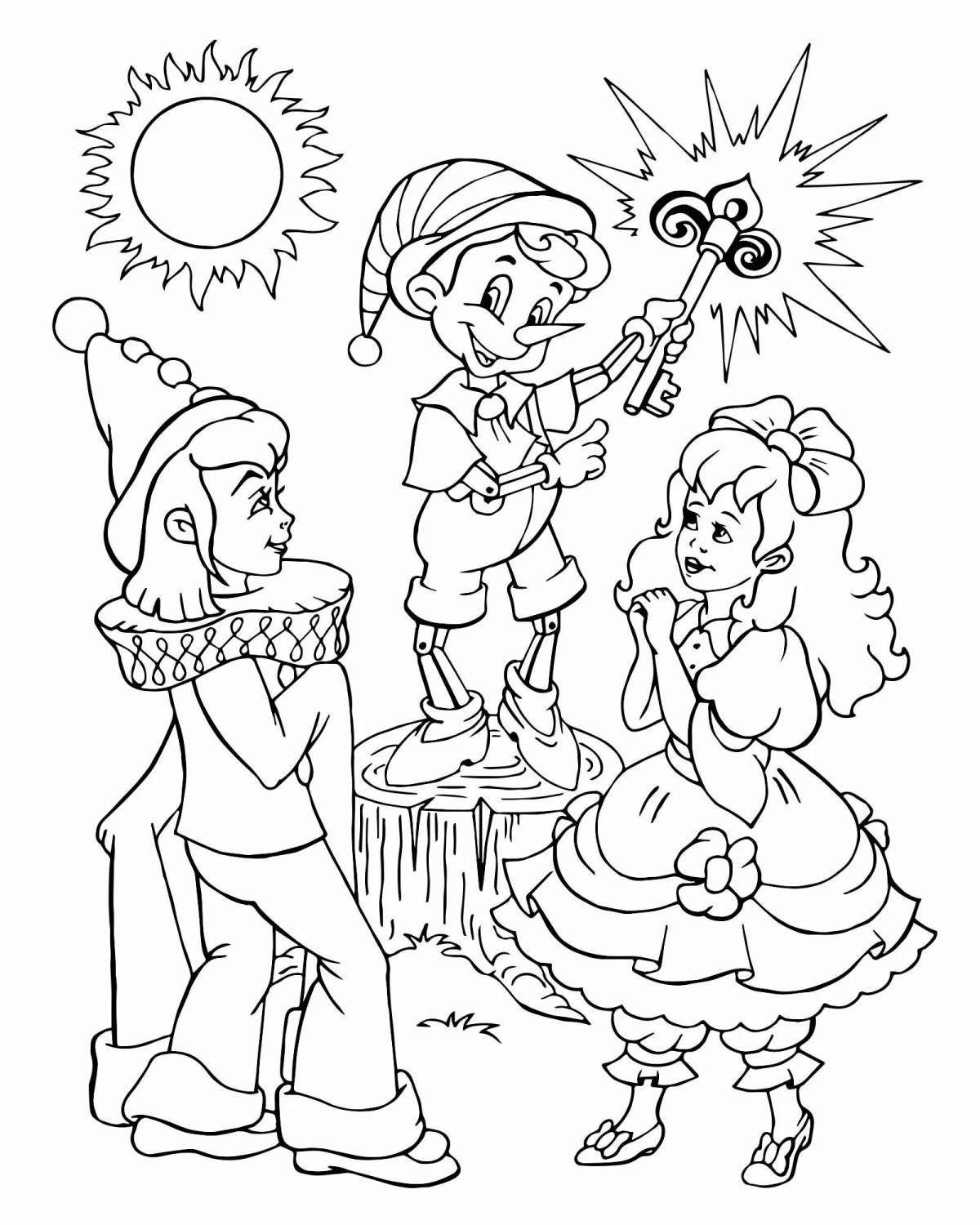 Colorful golden key coloring page