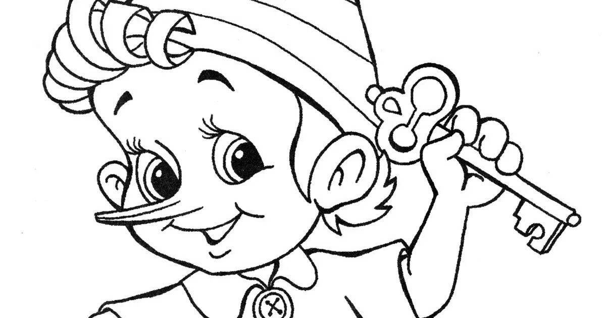 Magic golden key coloring page