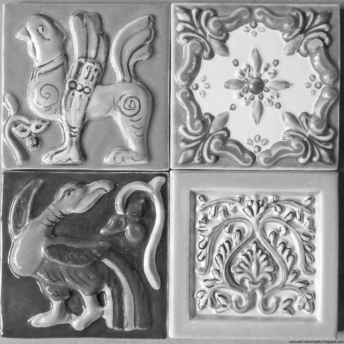 Joyful ceramic tile coloring page