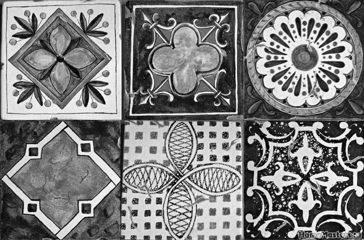 Attractive ceramic tile coloring page