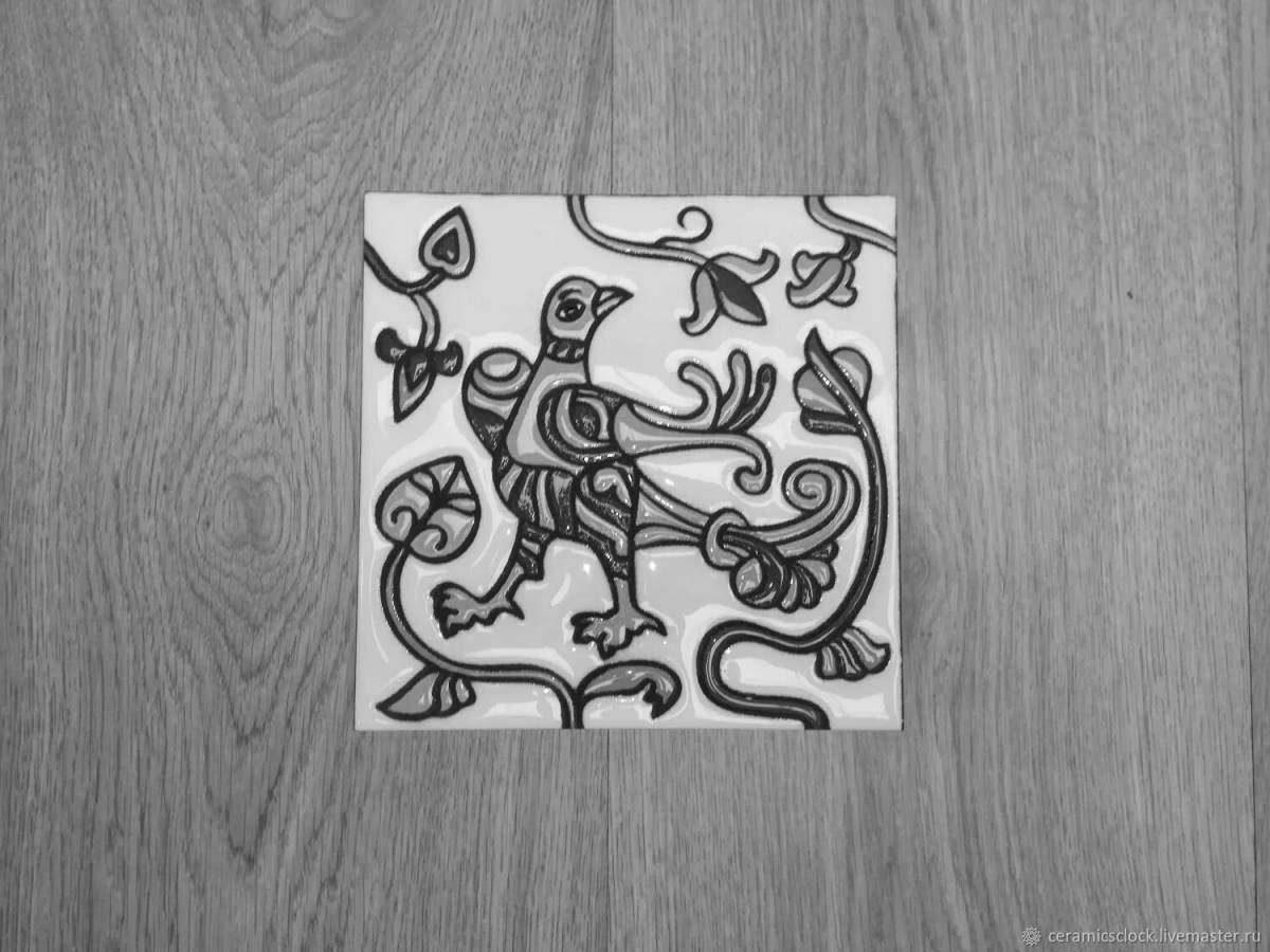 Delightful ceramic tile coloring page