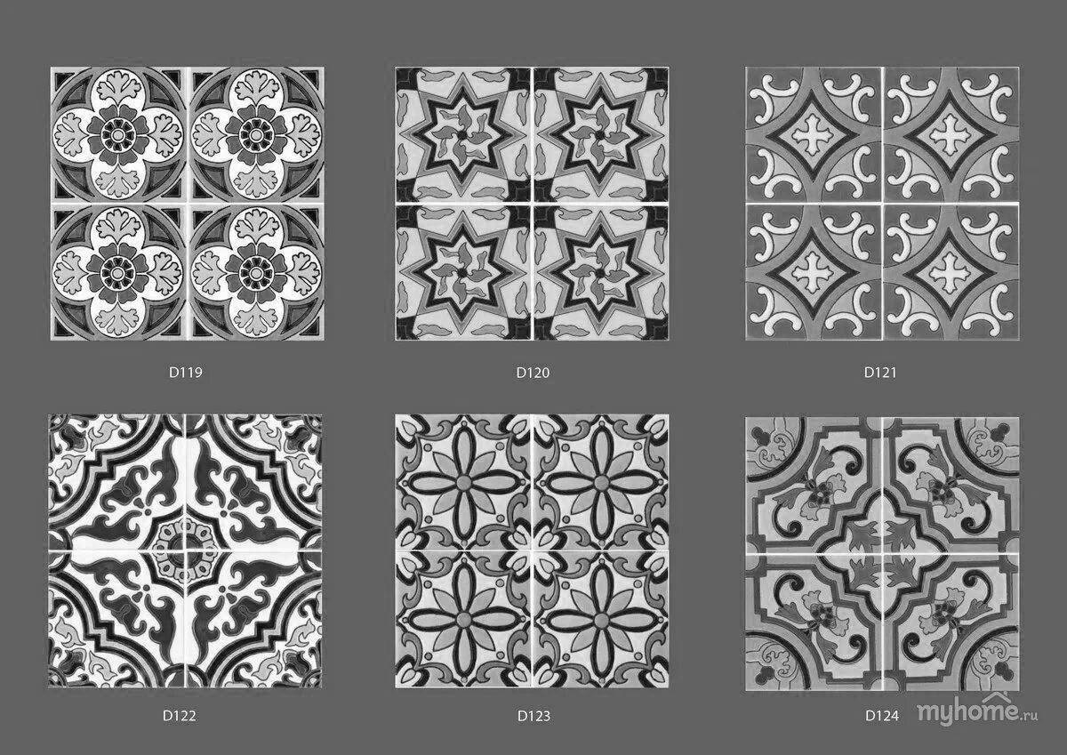 Beautiful ceramic tile coloring page