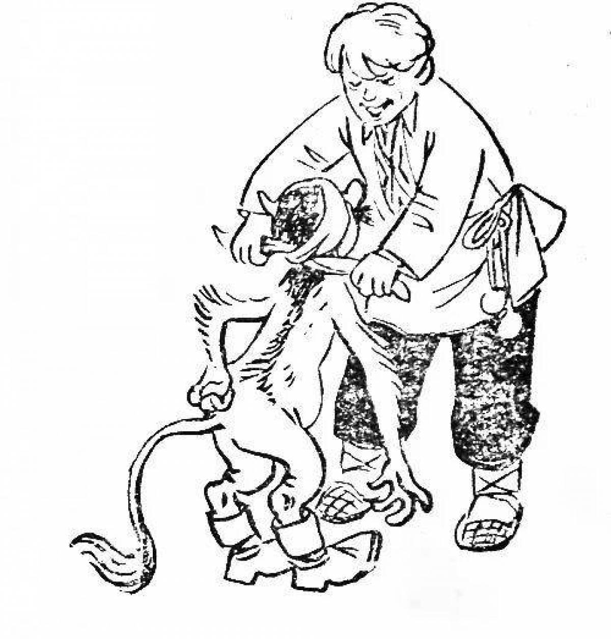 Раскраска из сказки о попе и работнике его Балде
