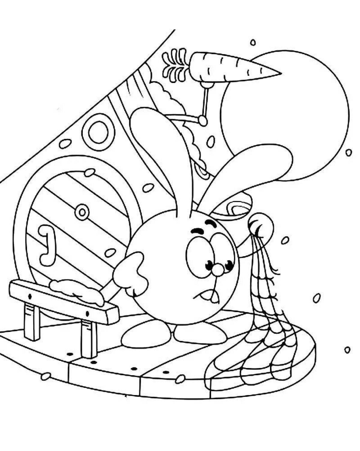 Collapsing coloring page with splashes of color