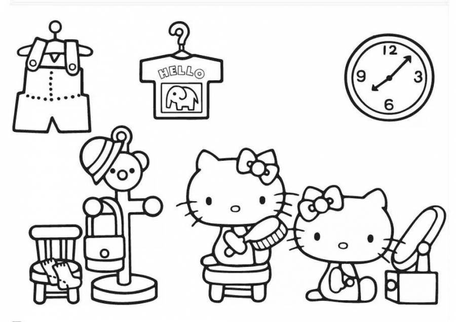 Coloring Pages Hello kitty with clothes (28 pcs) - download or print ...