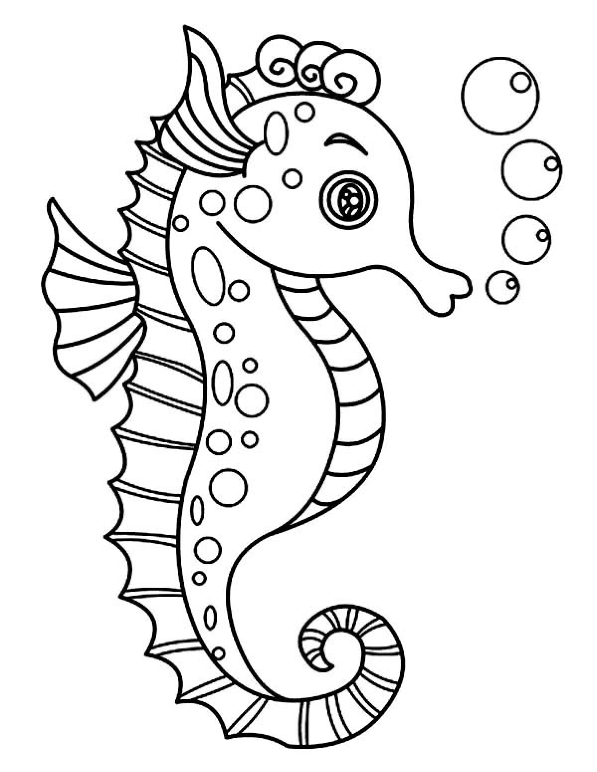 Seahorse раскраска для детей