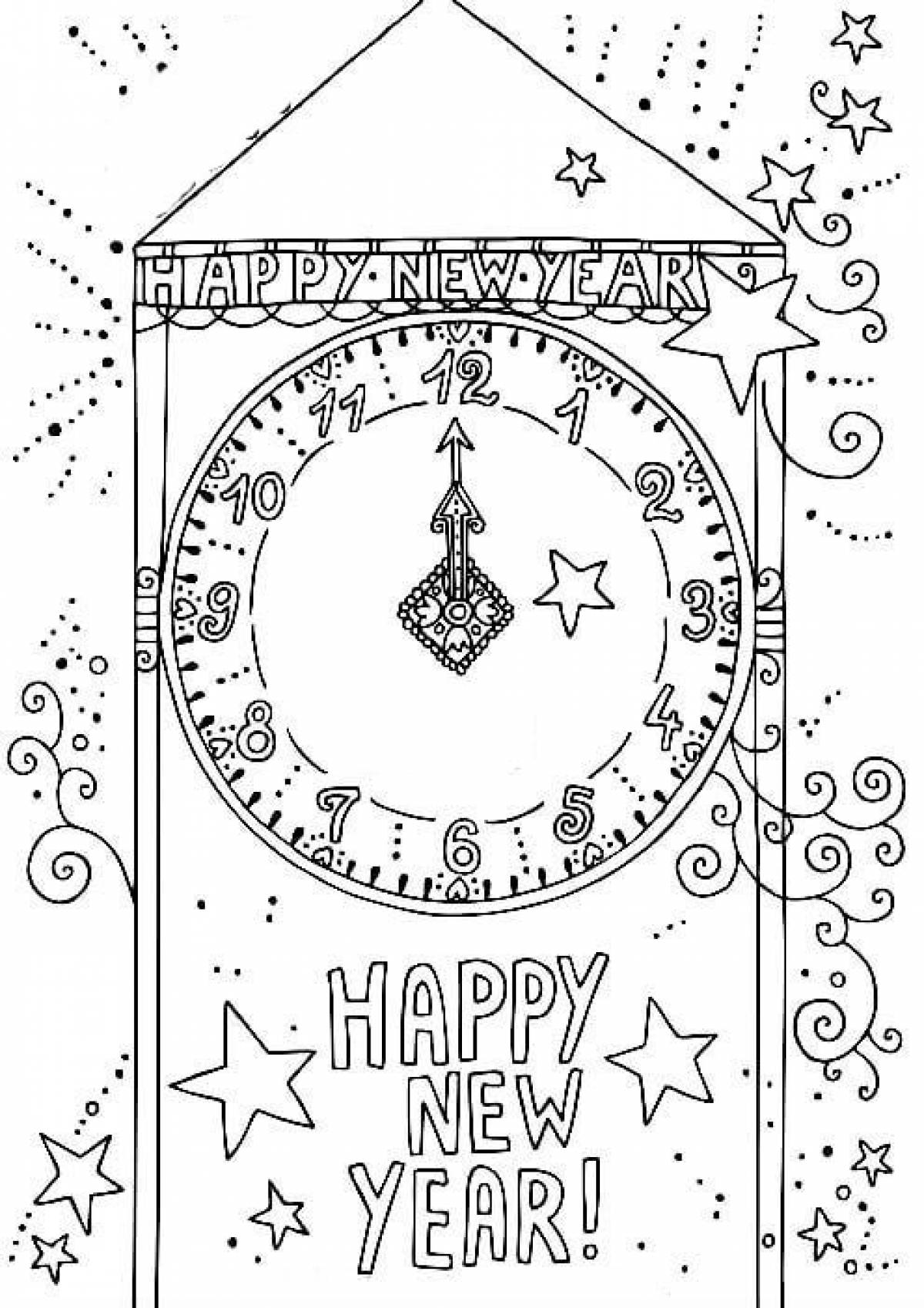 Christmas clock coloring page