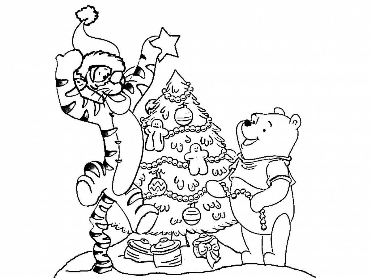 New Year's cartoon. Winnie the Pooh