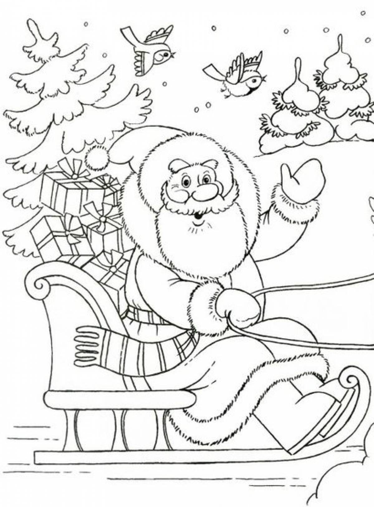 Santa Claus hurries to the holiday