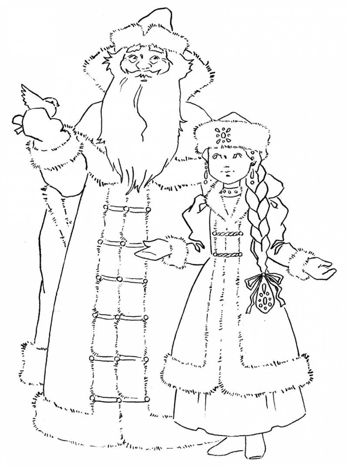 Santa Claus and Snow Maiden coloring pages