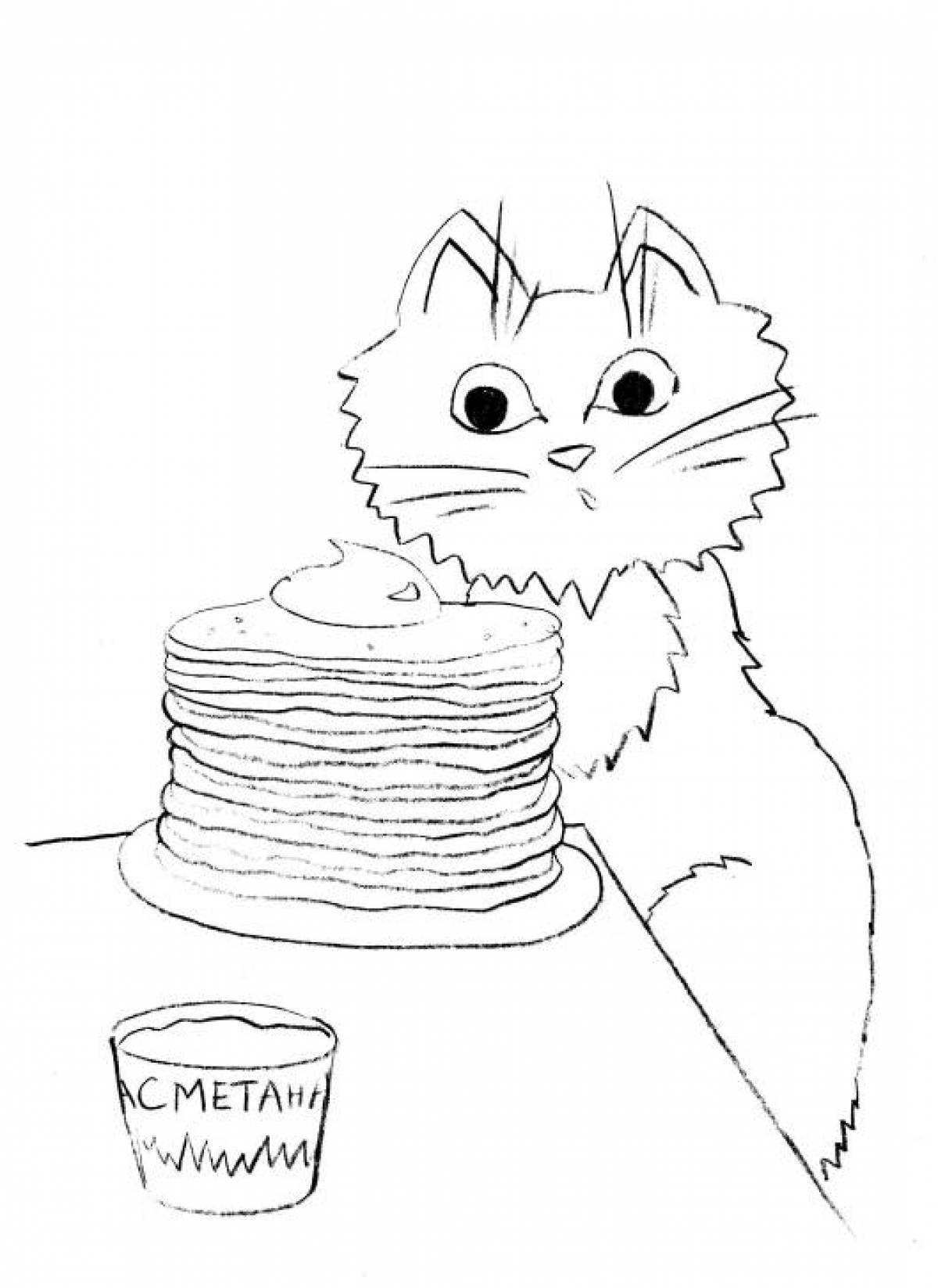 Cat with pancakes