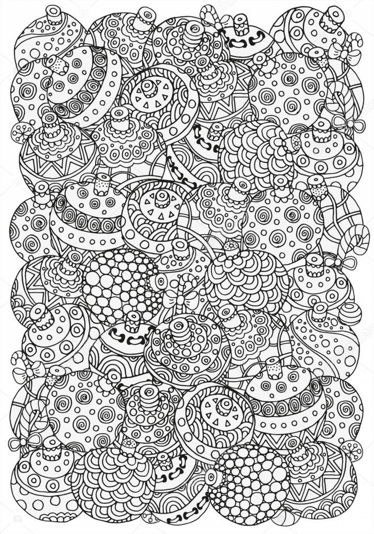 New Year antistress coloring page