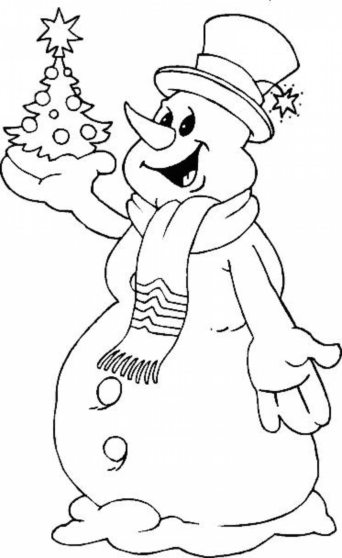 Snowman coloring page for new year