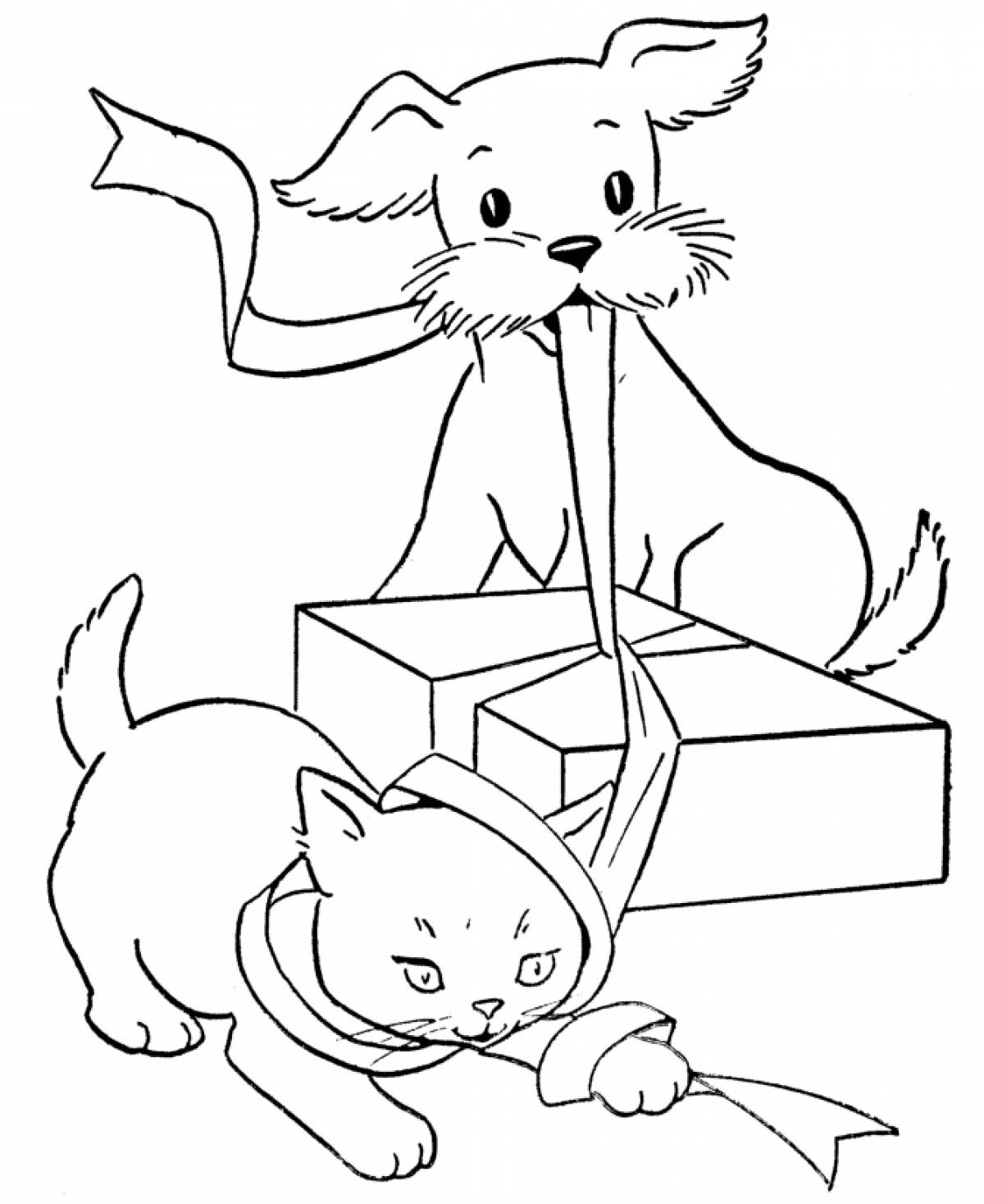 Photo Cat and dog drawing