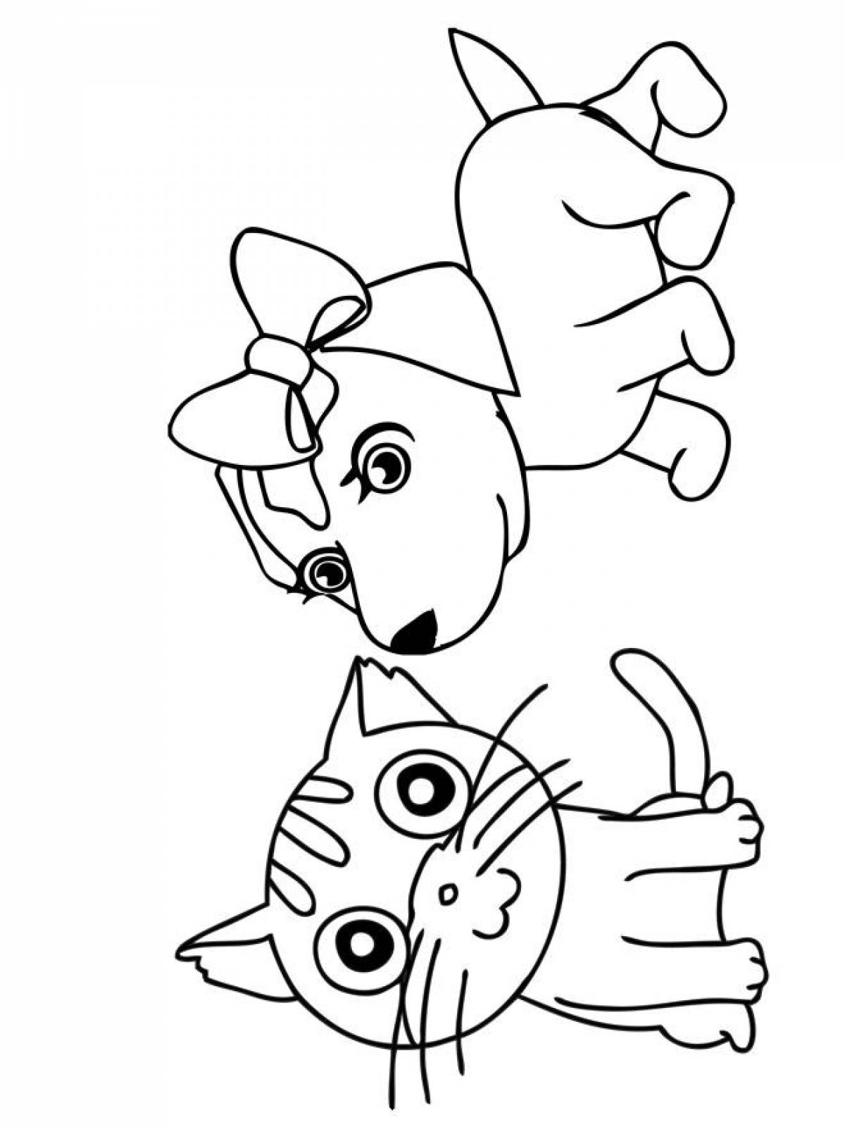 Photo Cat and dog coloring pages