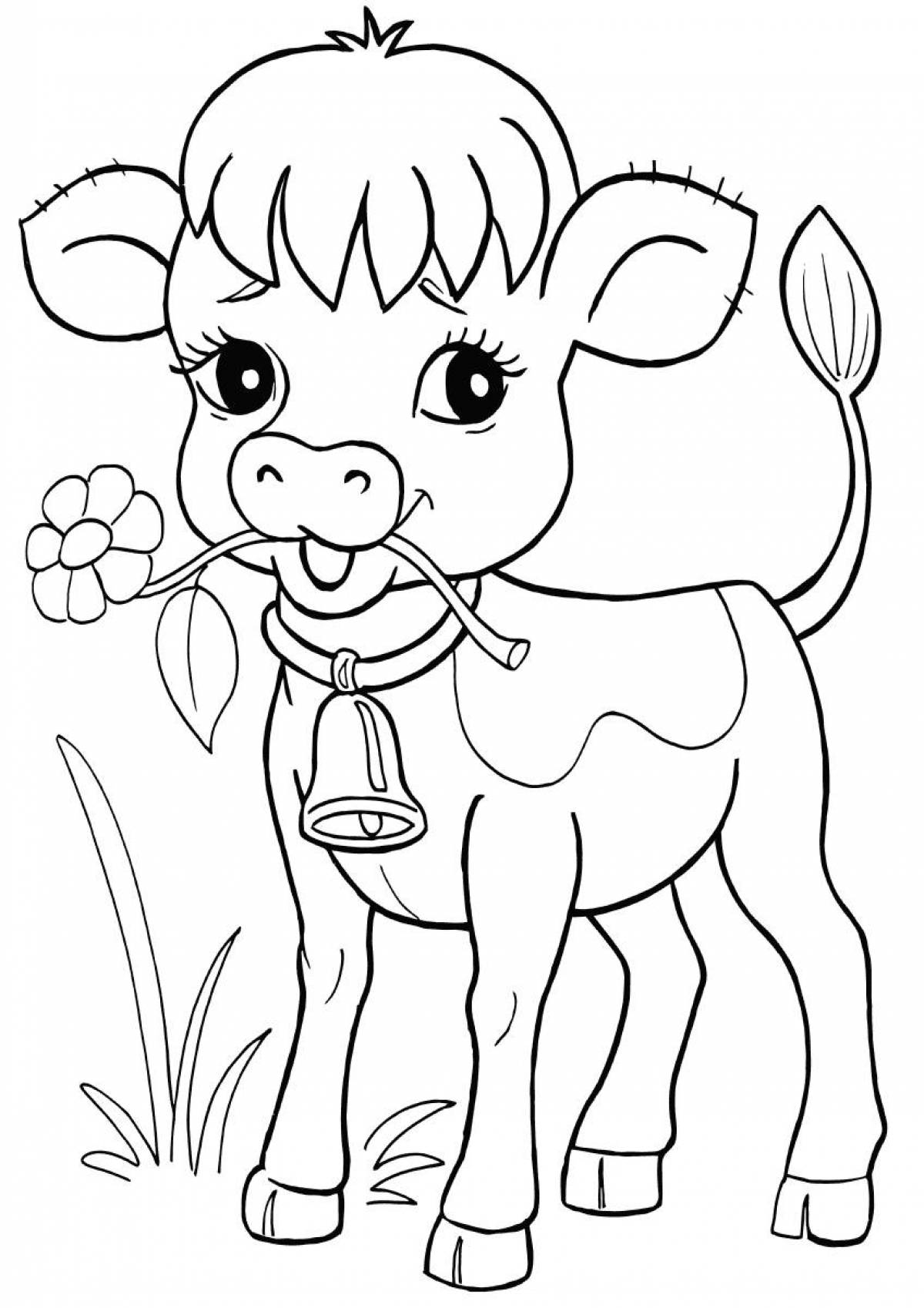 Calf with a flower