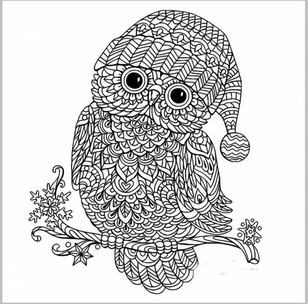 Owl antistress coloring page