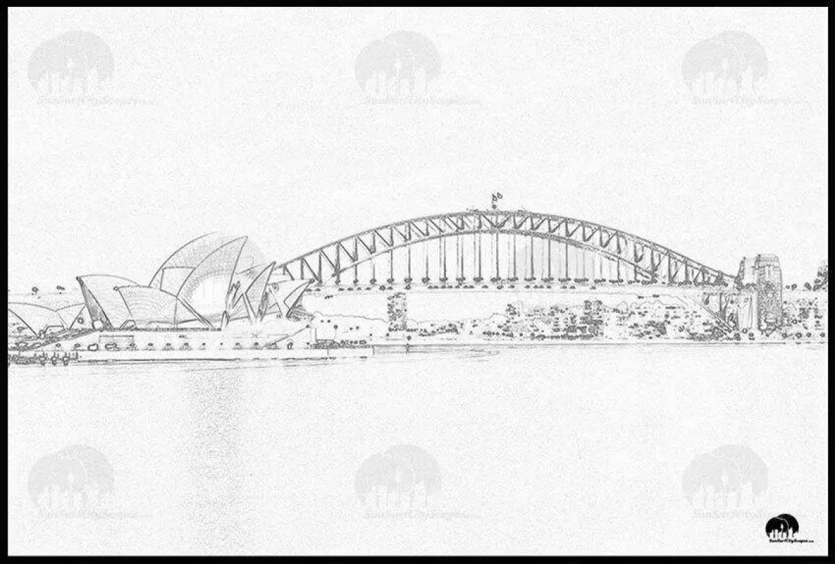 Крымский мост раскраска. Чертежи моста Харбор бридж. Сидней Харбор бридж оперный контур. Мост Харбор бридж рисунок. Крымский мост рисунок.