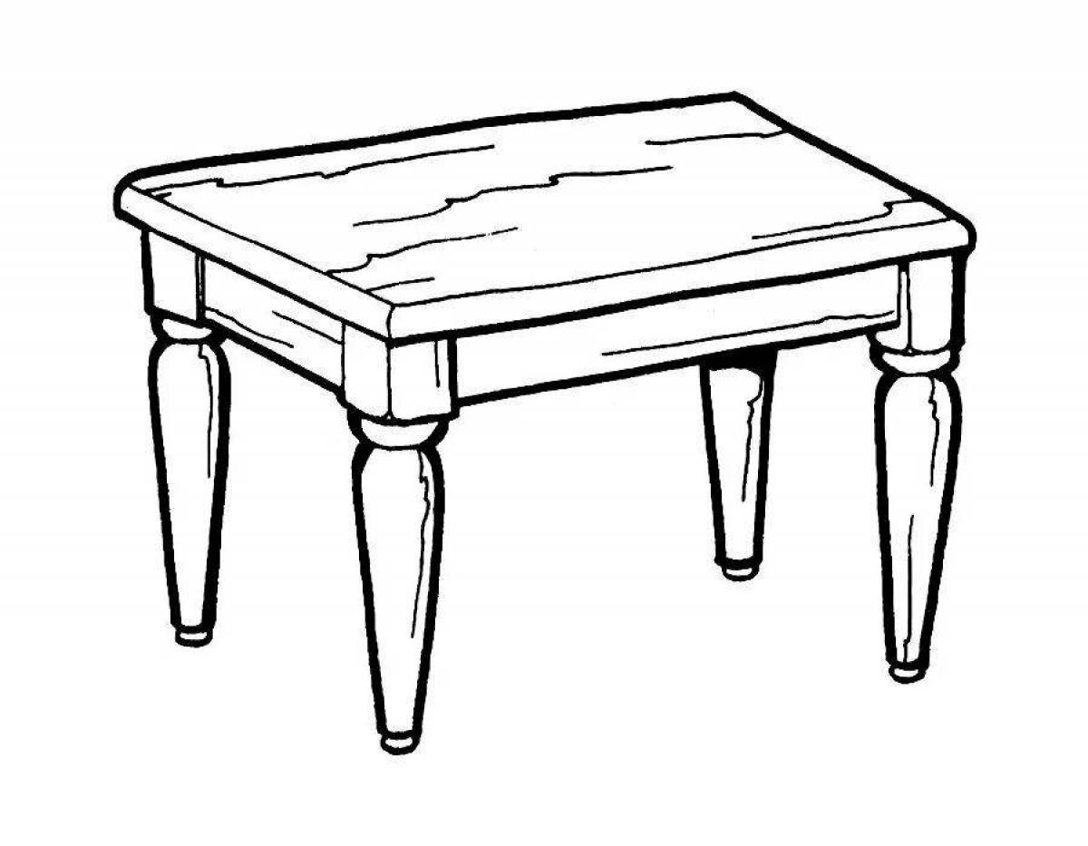 Раскраска стол со скатертью