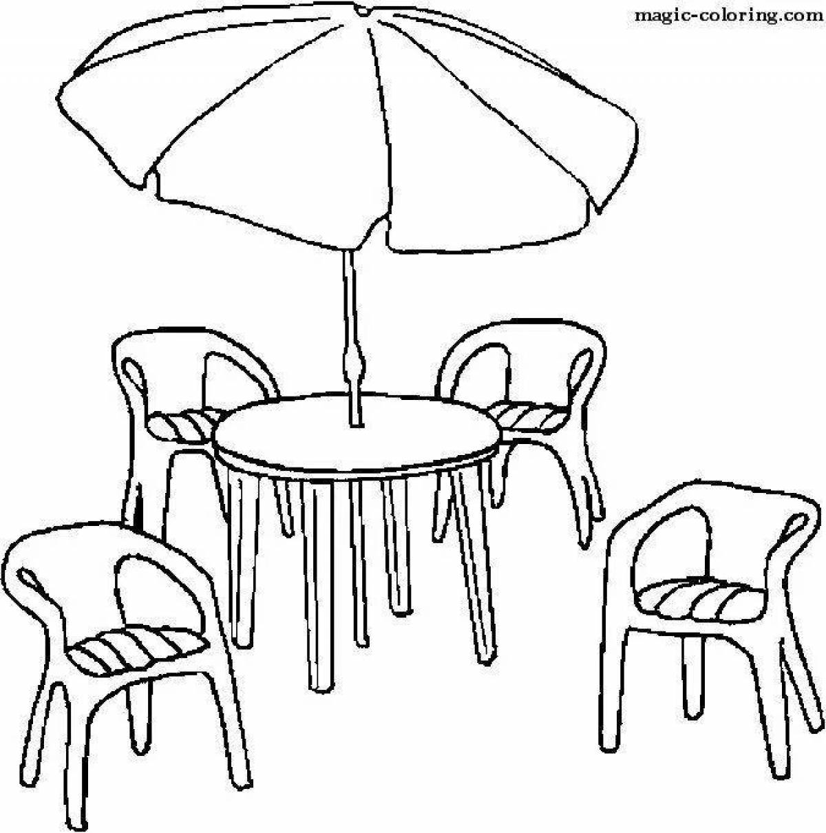 Раскраска стол и стул