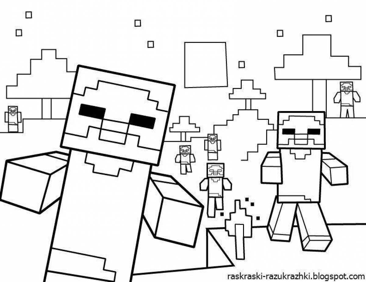 Color glowing minecraft coloring page