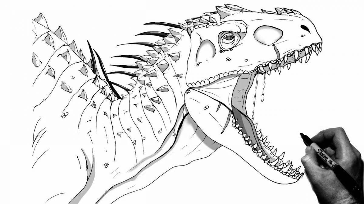 Colorful indominus coloring page