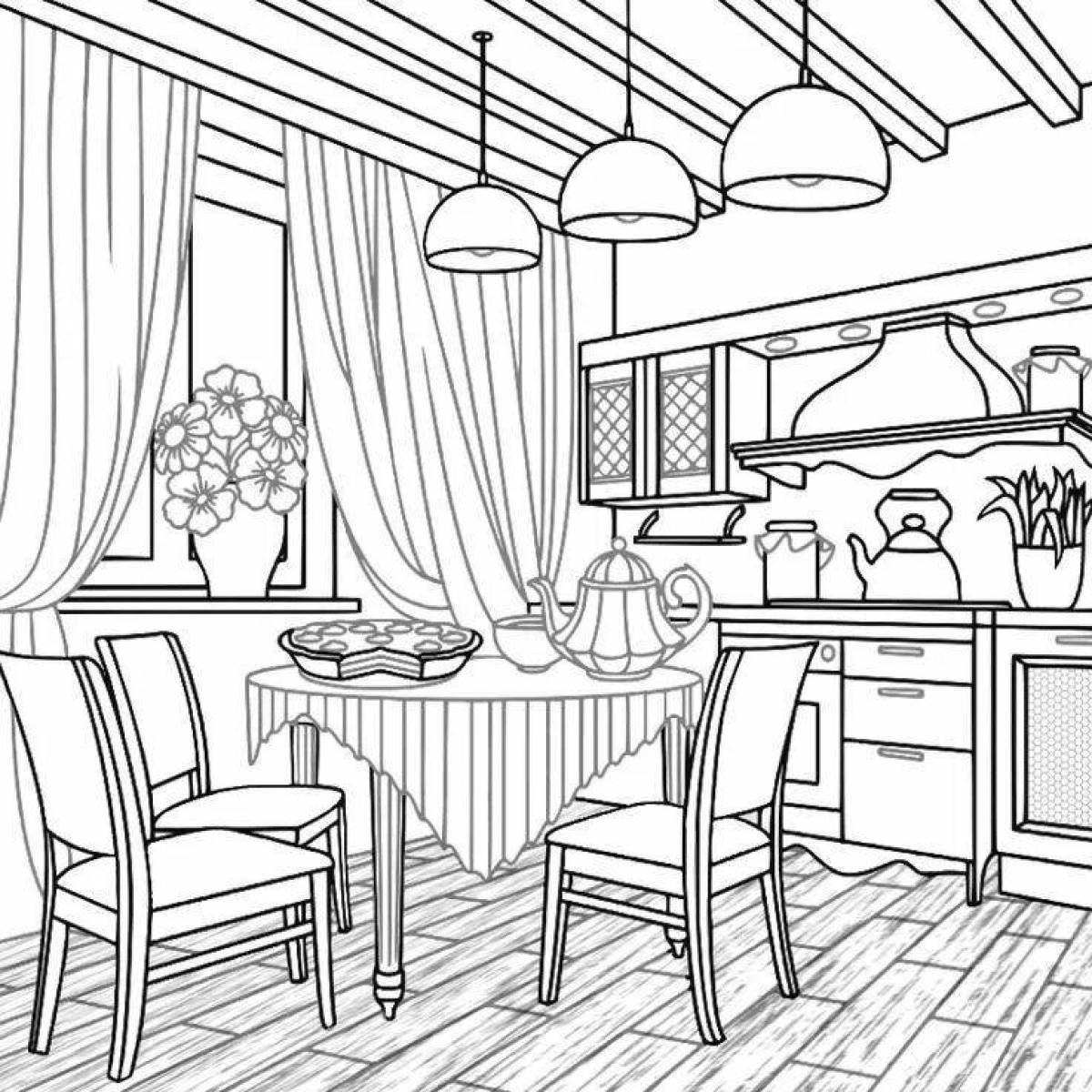 Coloring page cozy living room