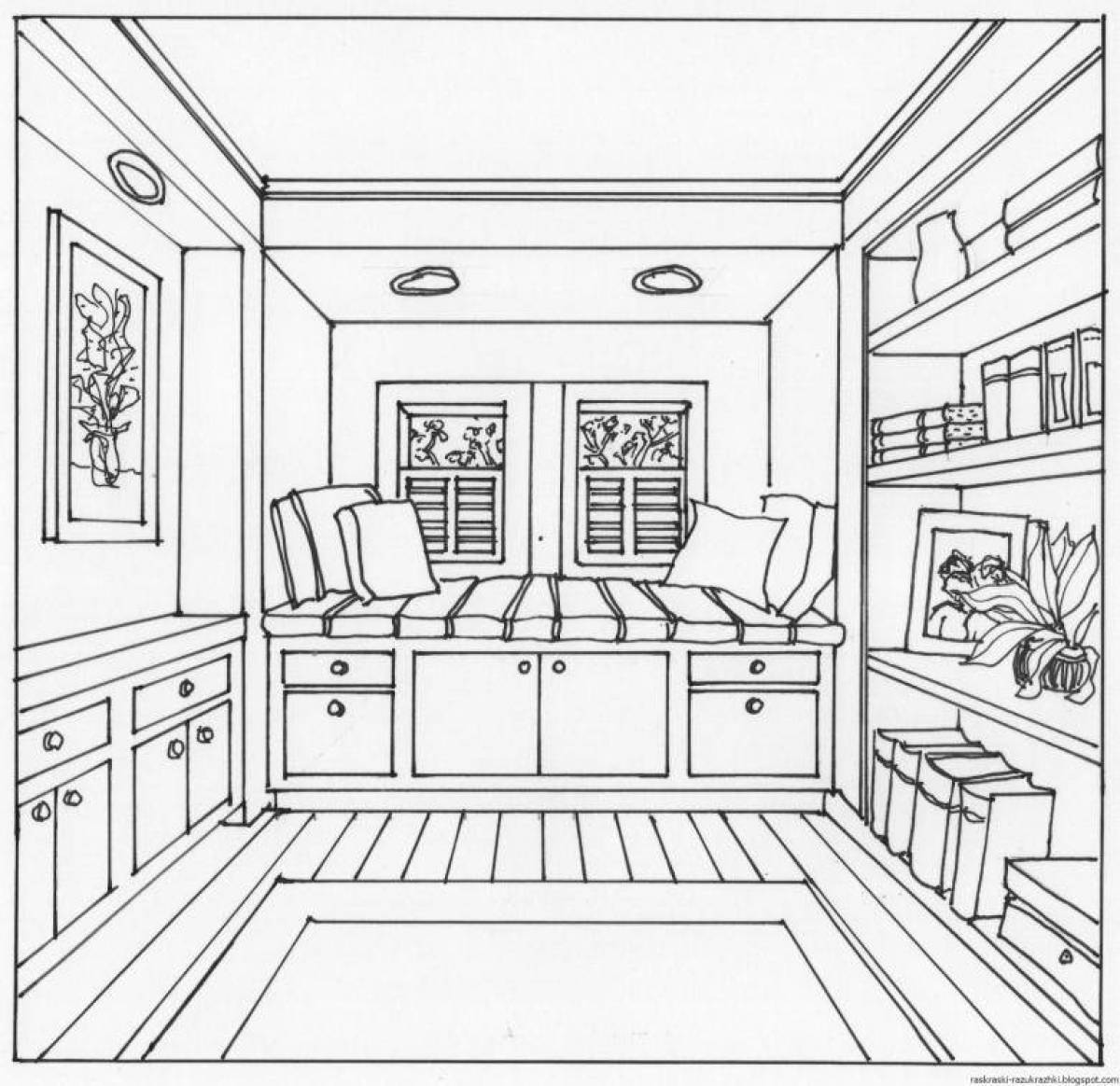 Welcome living room coloring book