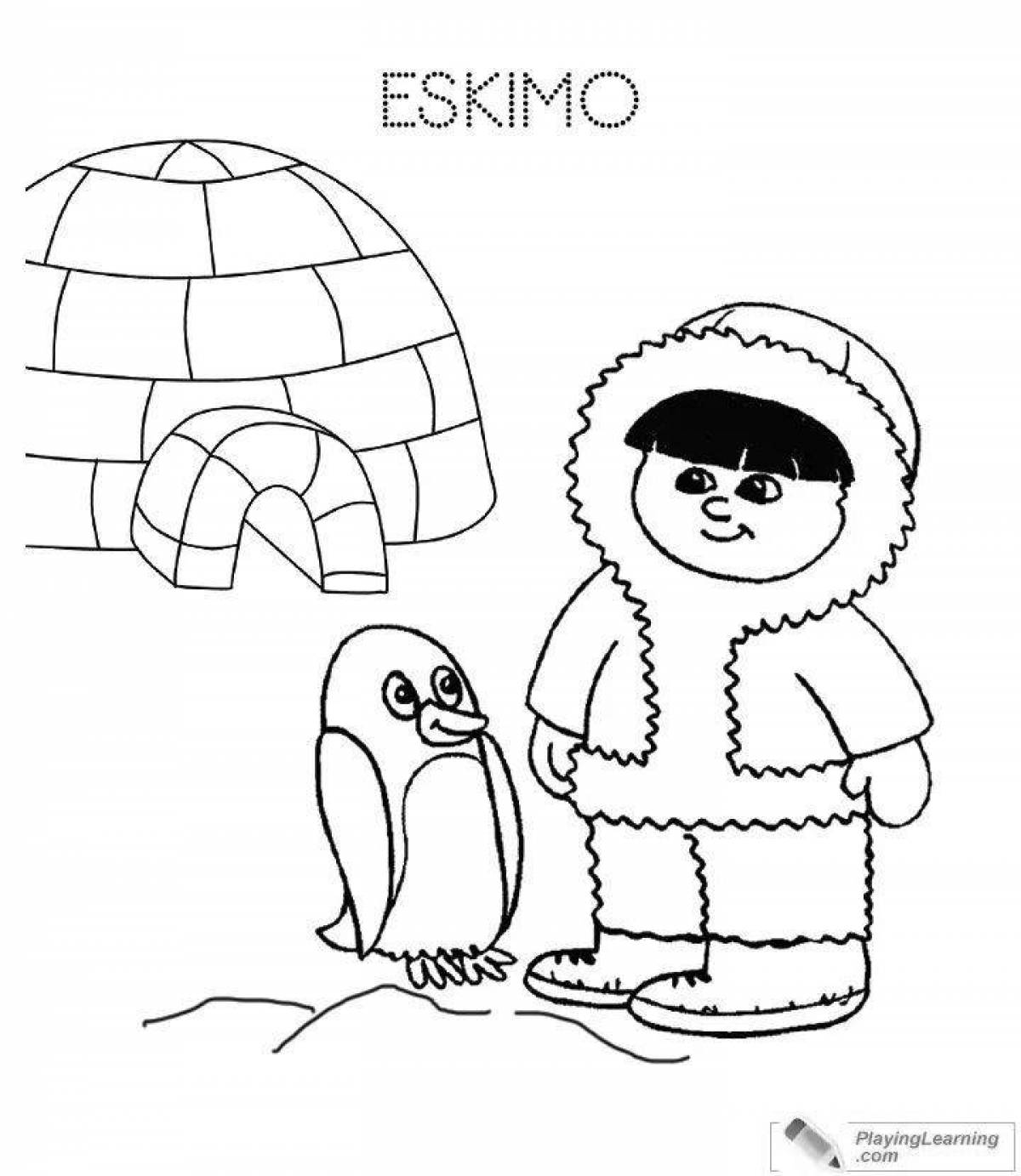Поэтапное рисование эскимоса