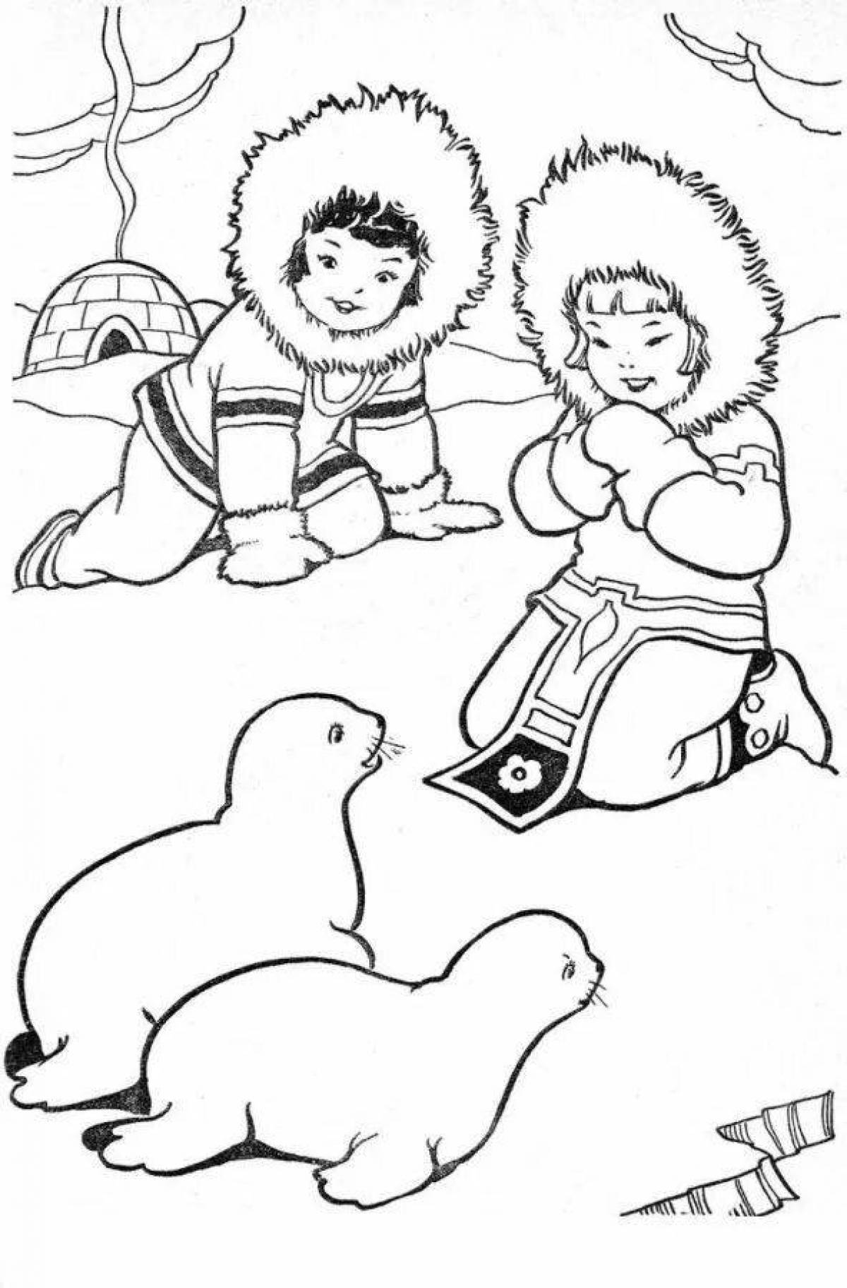 Delightful eskimo coloring book