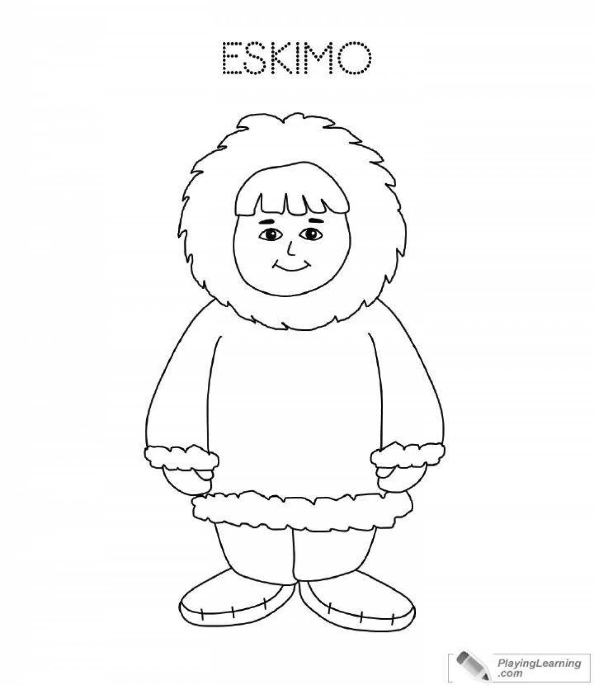 Funny eskimo coloring book