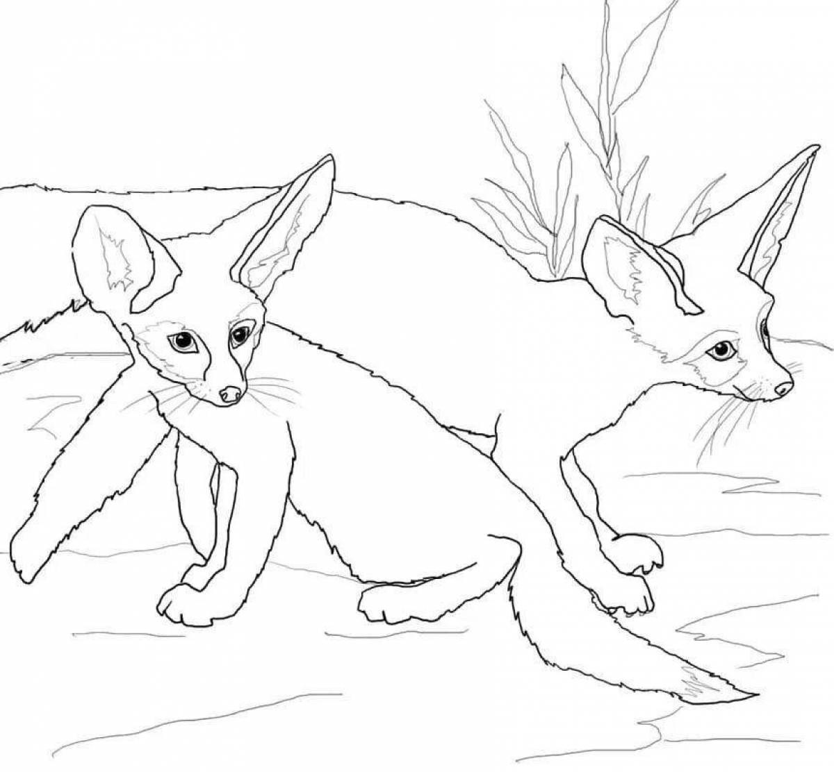 Glowing fennec fox coloring page