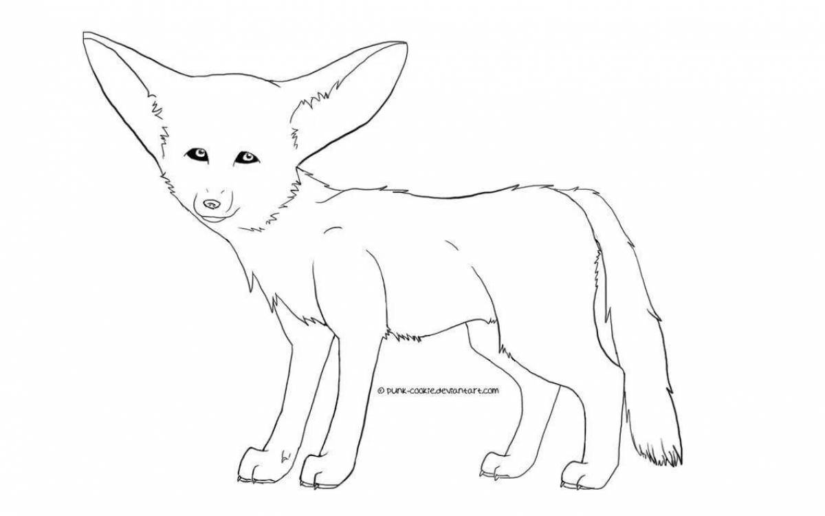 Sparkling fennec fox coloring page