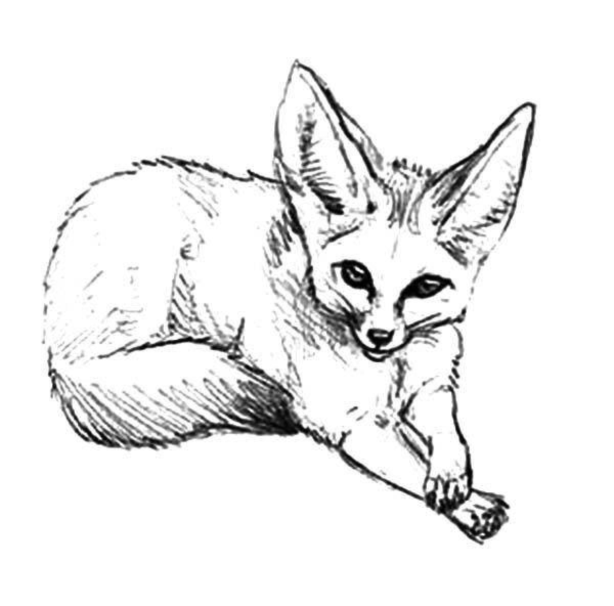 Coloring cute fennec fox
