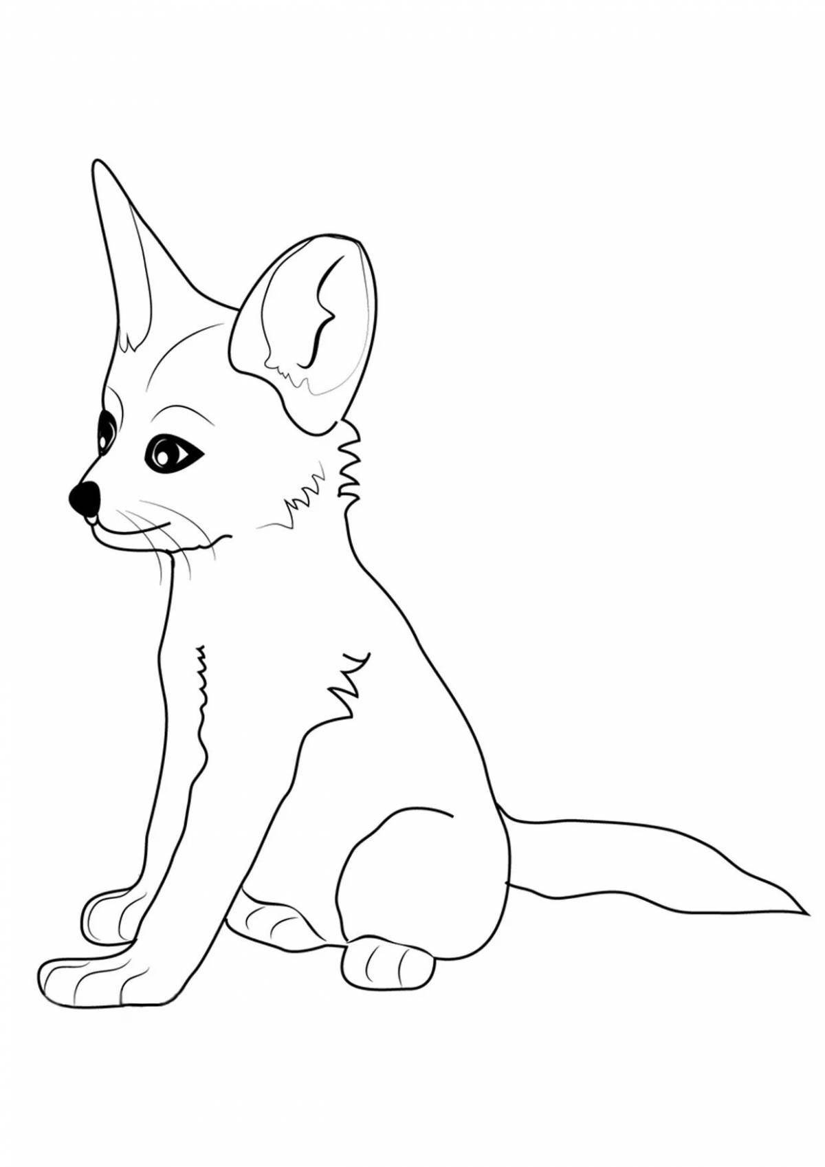 Sweet fennec fox coloring page