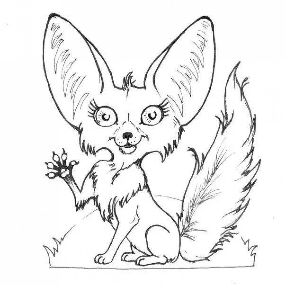 Dramatic fennec fox coloring book