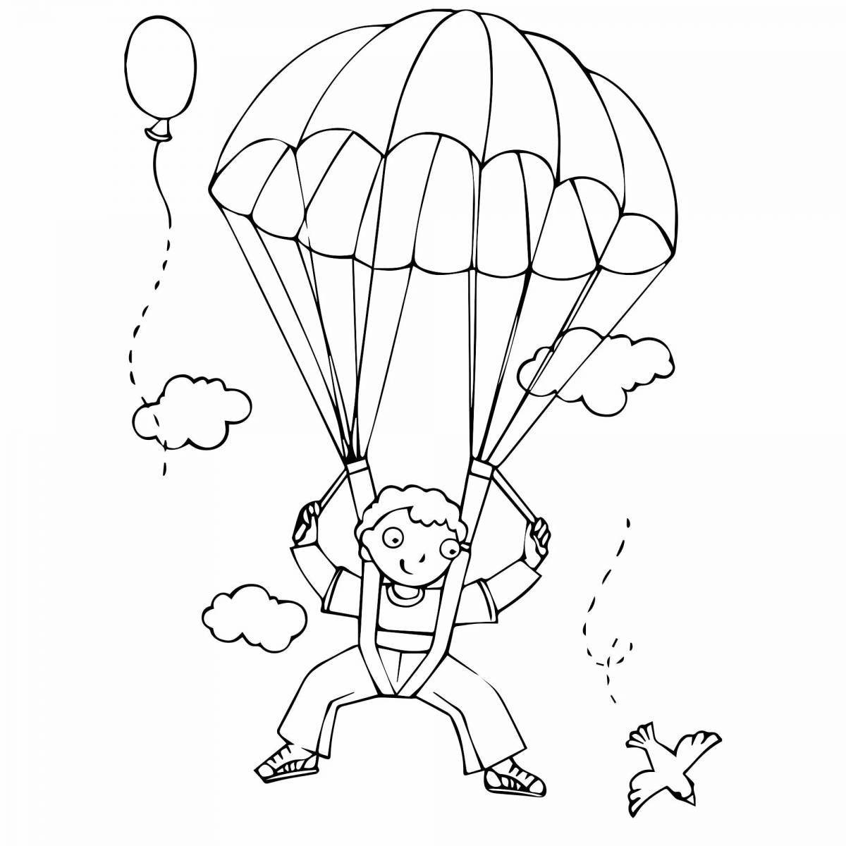 Coloring fairytale paratrooper