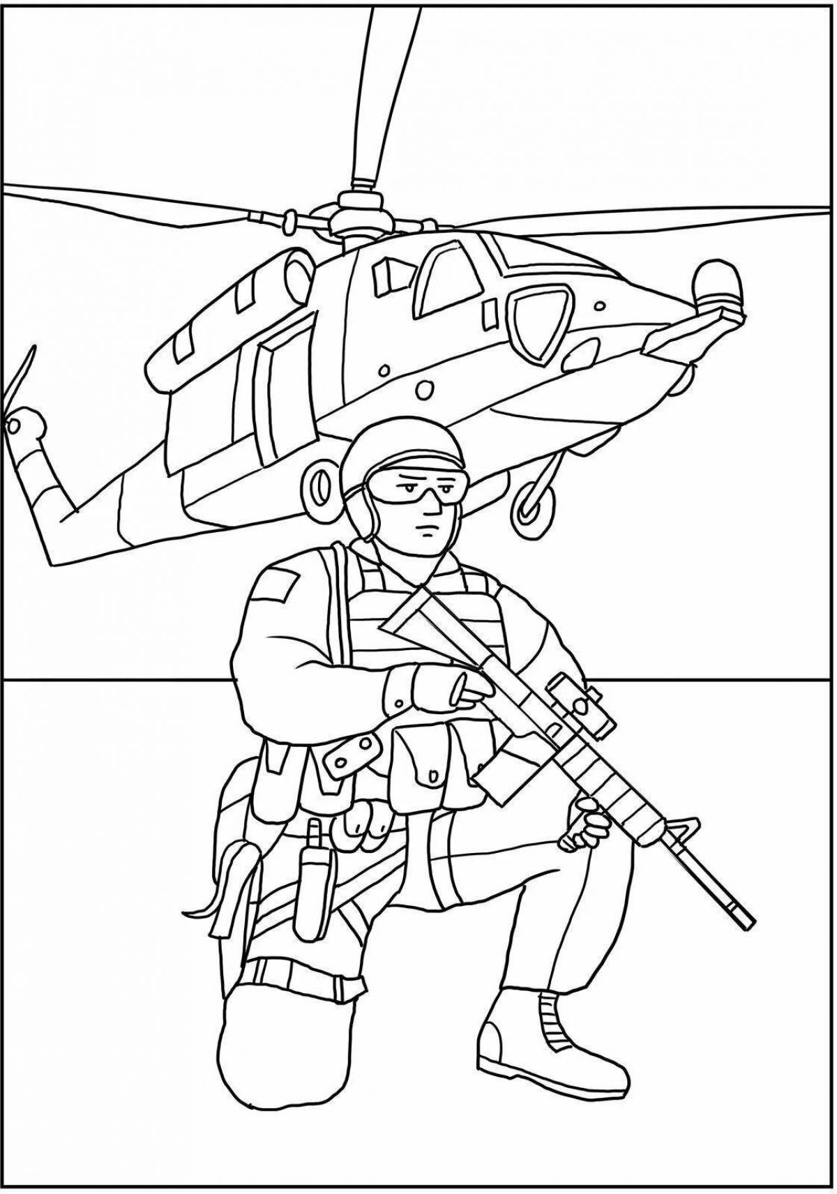 Impressive paratrooper coloring page