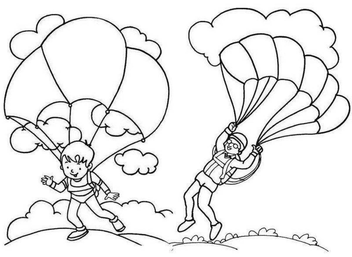 Coloring page graceful paratrooper
