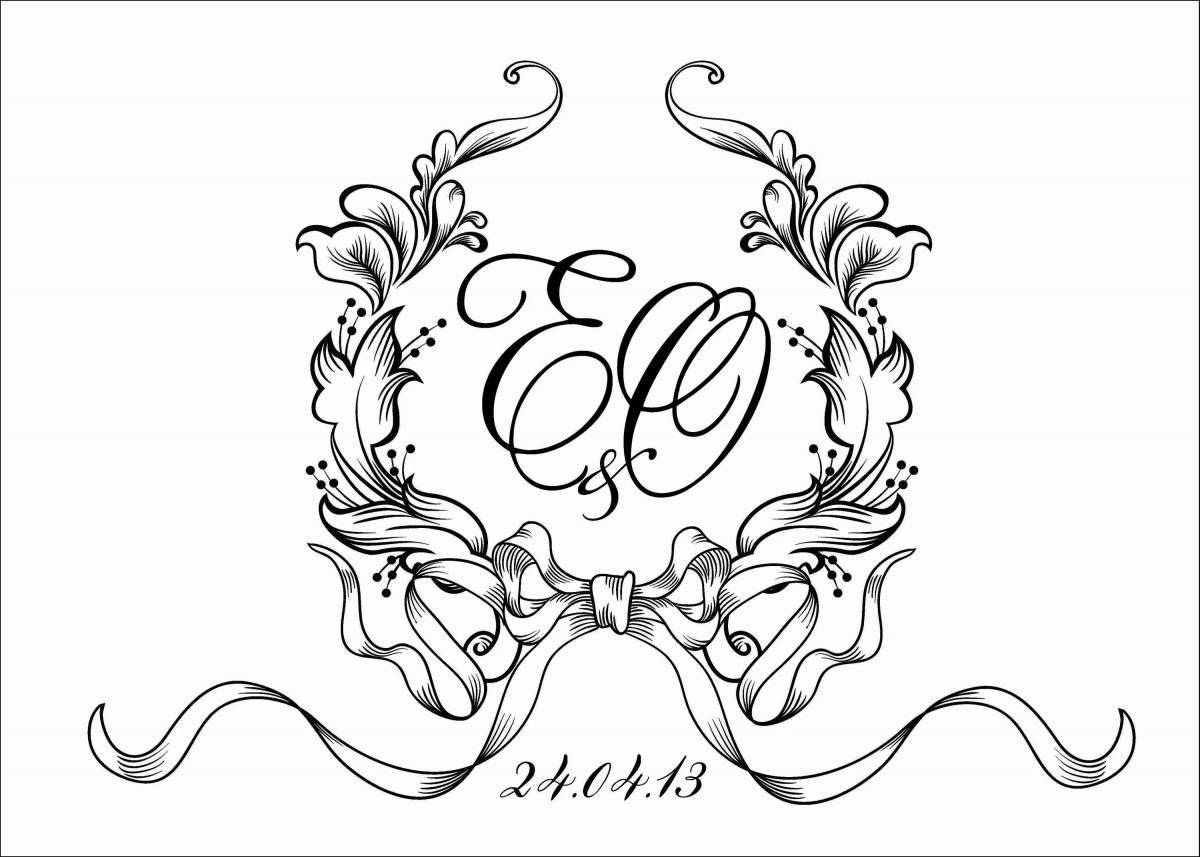 Detailed monogram coloring page