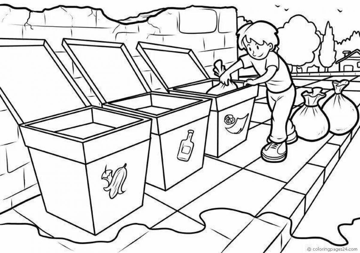 Animated garbage coloring page